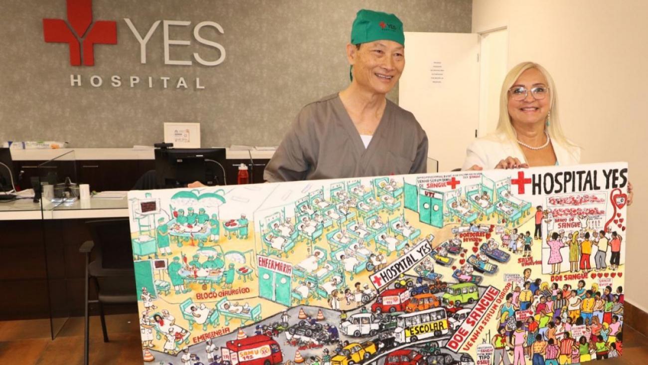 Hospital Yes recebe obra de arte “Doe Sangue”, da artista plástica Marilene Gomes