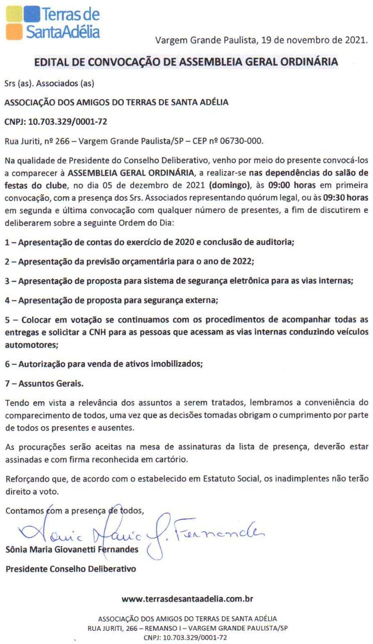 Edital de convocação de Assembléia geral originária